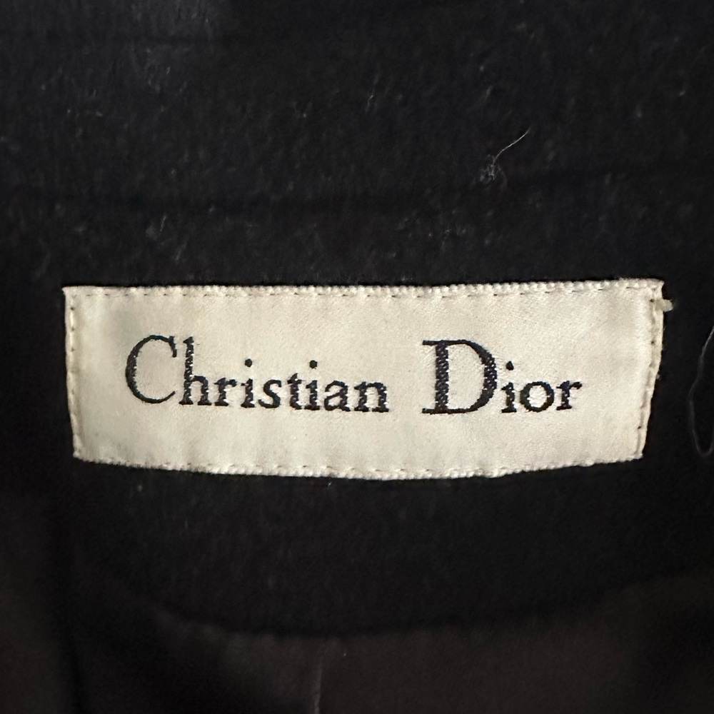 Vintage Christian Dior Loro Piana 100% Wool Black Double Breasted Trench Coat